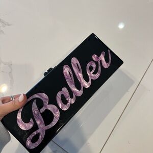 Edie PARKER Black and Pink Clutch Bag